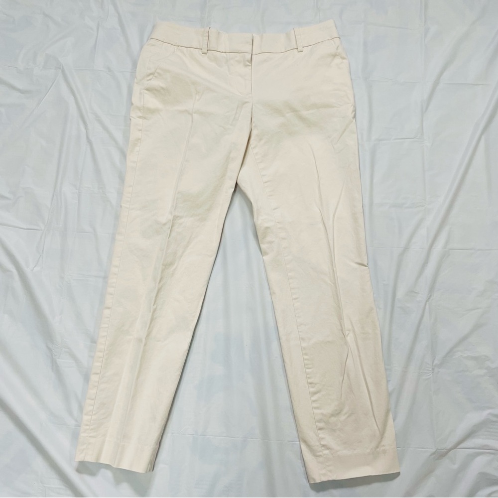 J Crew Women Size 2 Cafe Capri Pants Tapered High Rise Zip Fly Natural Cream